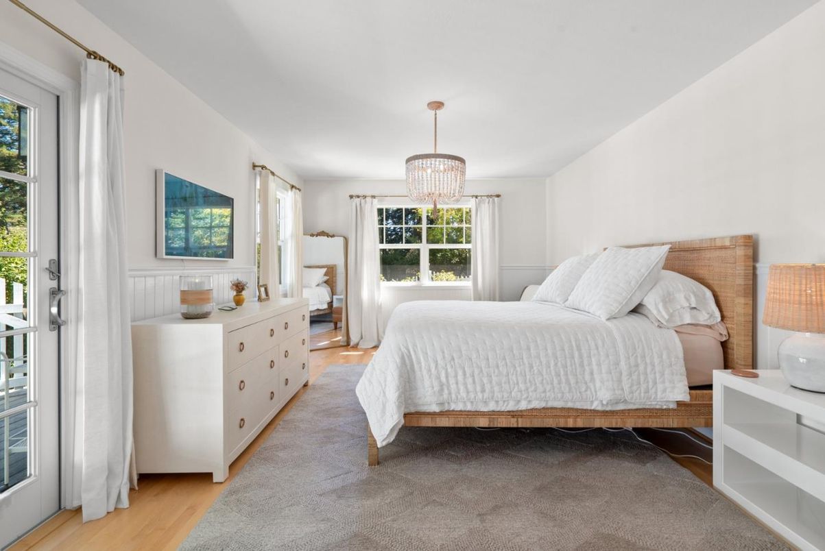 Bedroom, Chandelier, Interior, Wood Texture Flooring