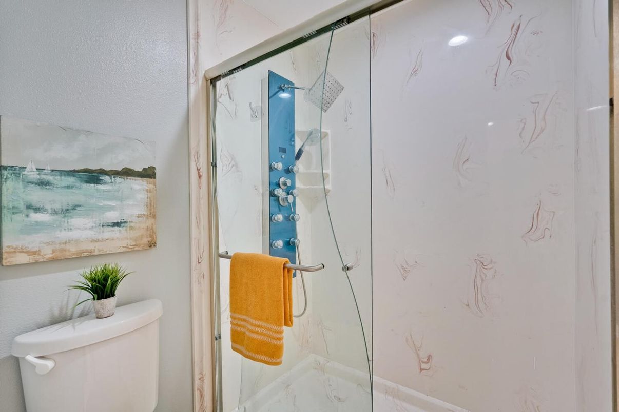 Bathroom, Glass Shower, Interior, Marble Walls