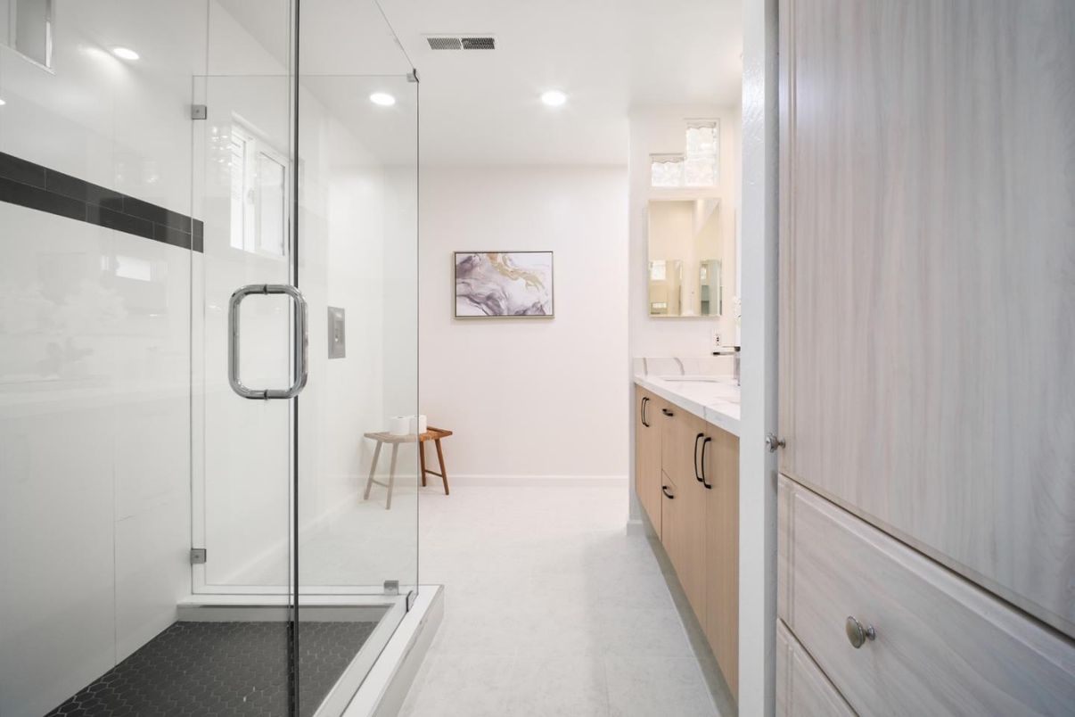 Bathroom, Glass Shower, Interior, Recessed Lighting