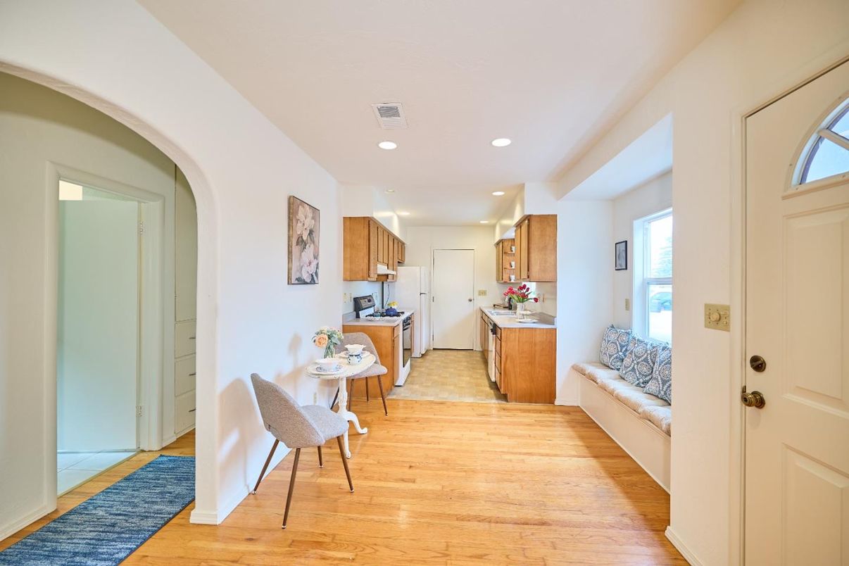 Interior, Kitchen, Recessed Lighting, Wood Texture Flooring