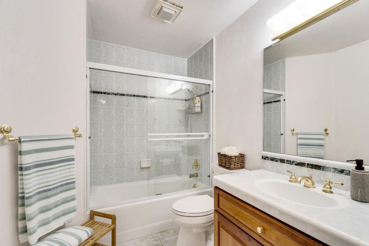 Bathroom, Glass Shower, Interior, Tile Countertops