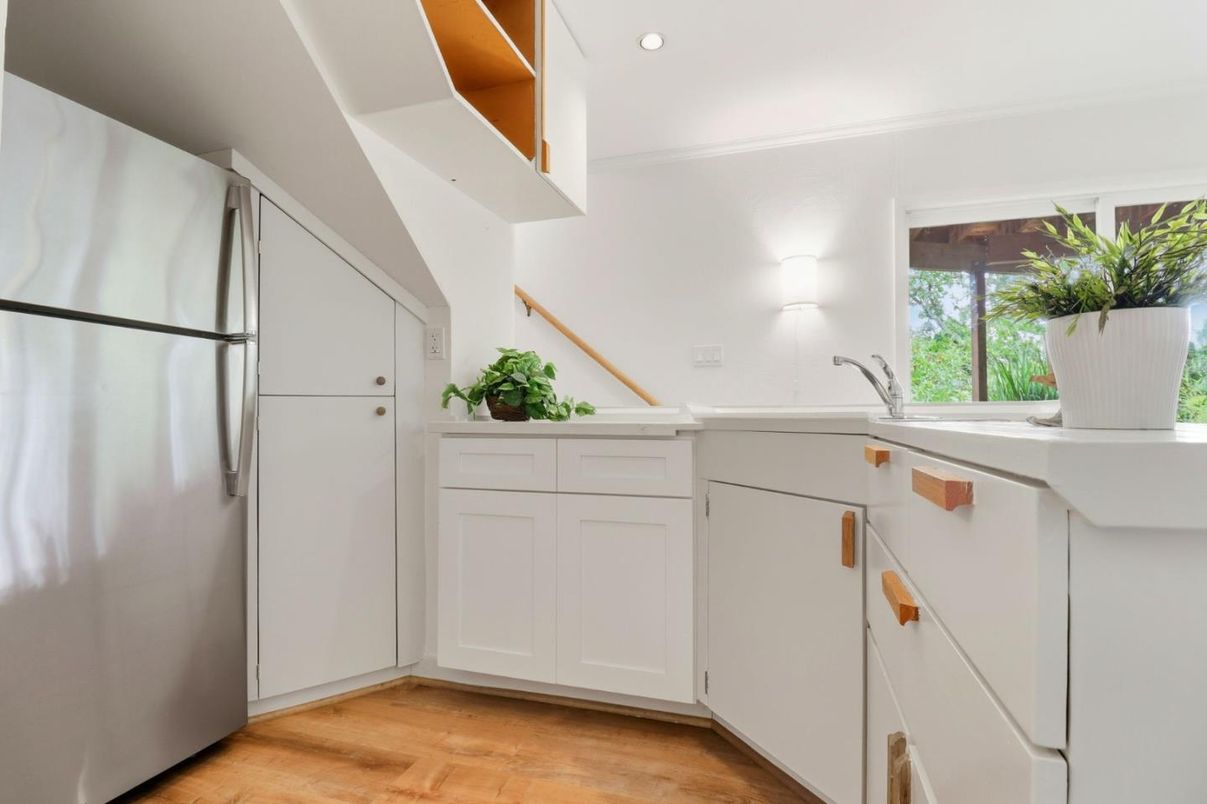 Interior, Kitchen, Recessed Lighting, Wood Texture Flooring