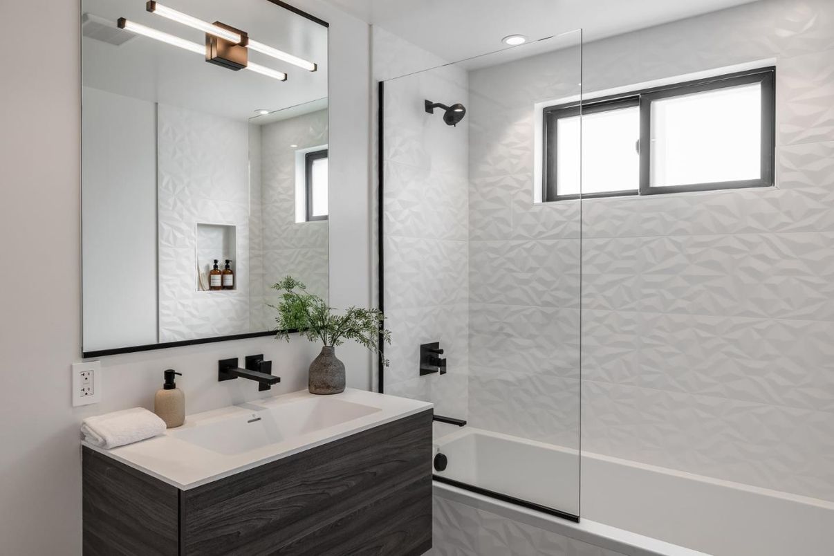 Bathroom, Glass Shower, Interior, Recessed Lighting