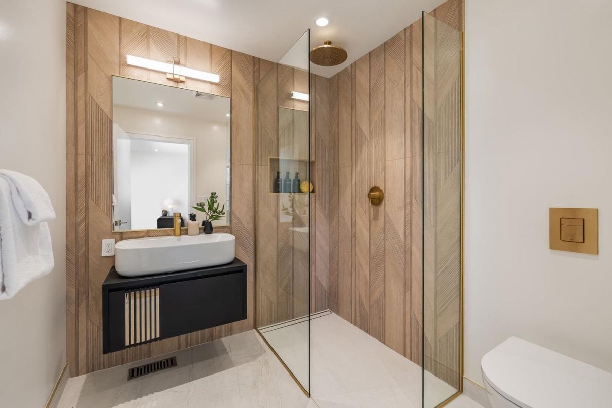 Bathroom, Glass Shower, Interior, Recessed Lighting