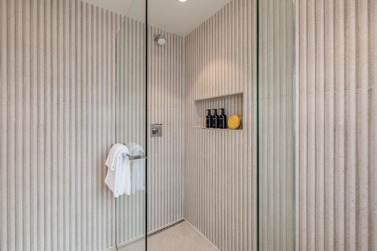 Bathroom, Glass Shower, Interior, Recessed Lighting