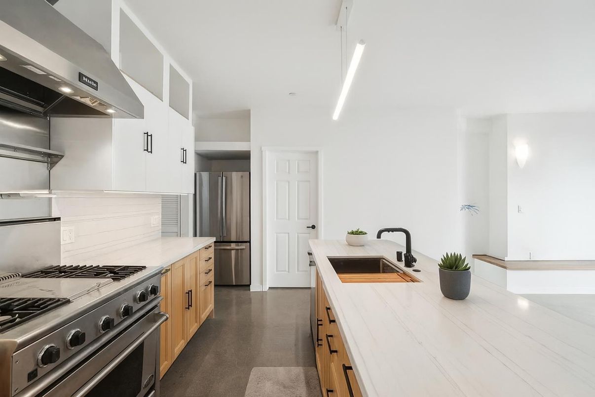 Interior, Kitchen, Stainless Steel Appliances, Wood Texture Flooring