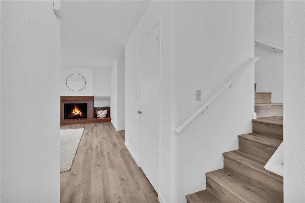 Fireplace, Interior, Wood Texture Flooring