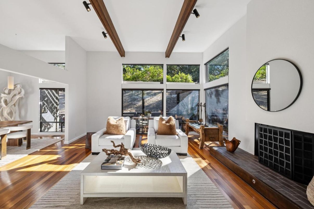 Fireplace, Interior, Living room, Wooden Beams, Wood Texture Flooring
