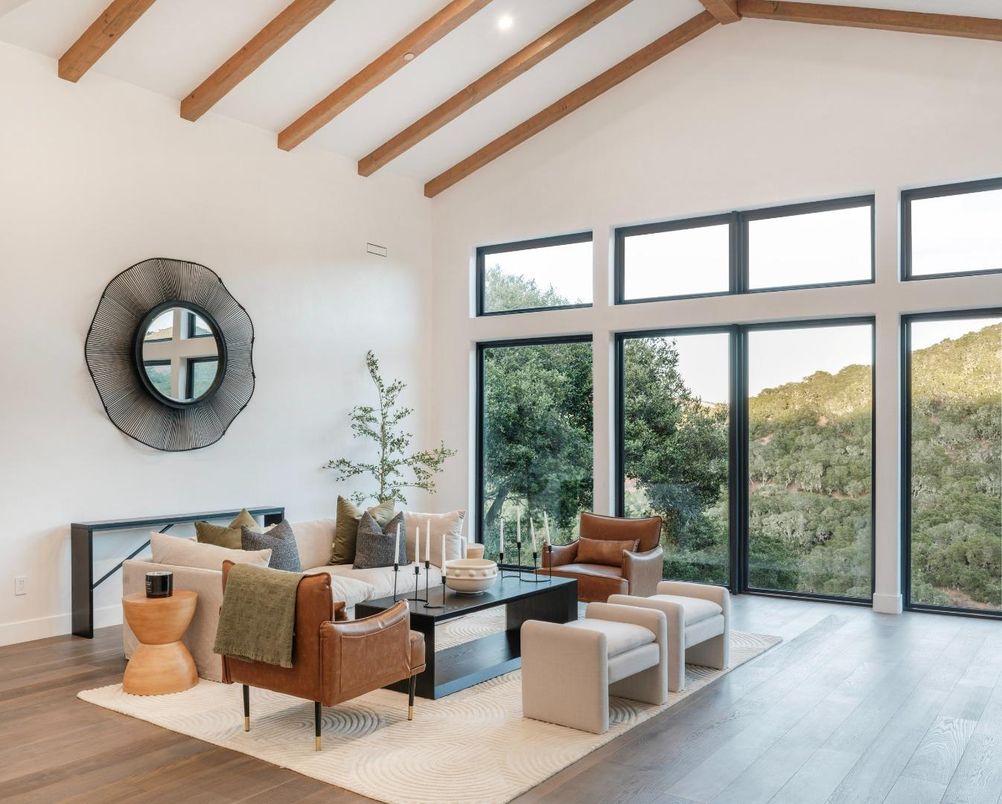 Interior, Living room, Recessed Lighting, Wooden Beams, Wood Texture Flooring