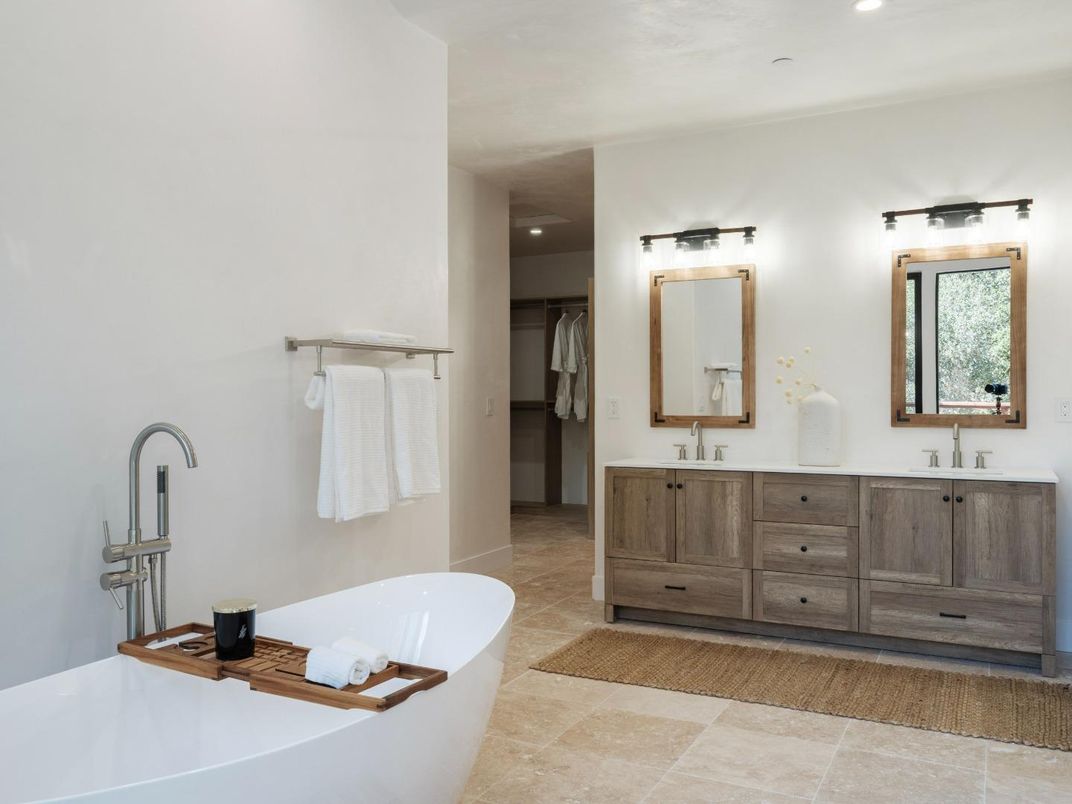 Bathroom, Dual Sink Vanities, Free Standing Baths, Interior, Recessed Lighting