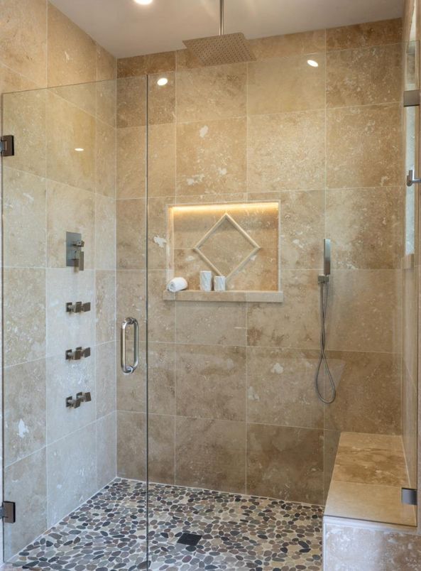 Bathroom, Glass Shower, Interior, Recessed Lighting