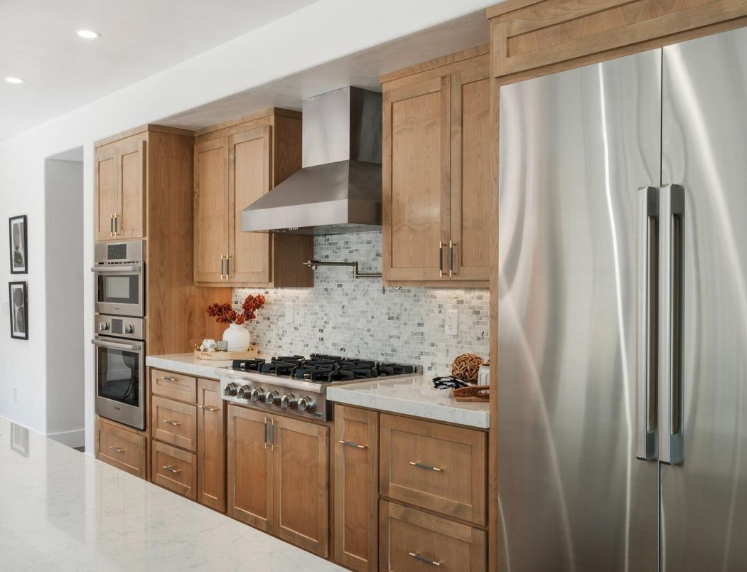 Interior, Kitchen, Marble, Recessed Lighting, Stainless Steel Appliances