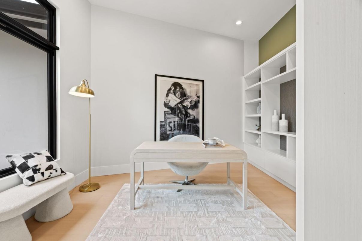 Home Office, Interior, Recessed Lighting, Wood Texture Flooring