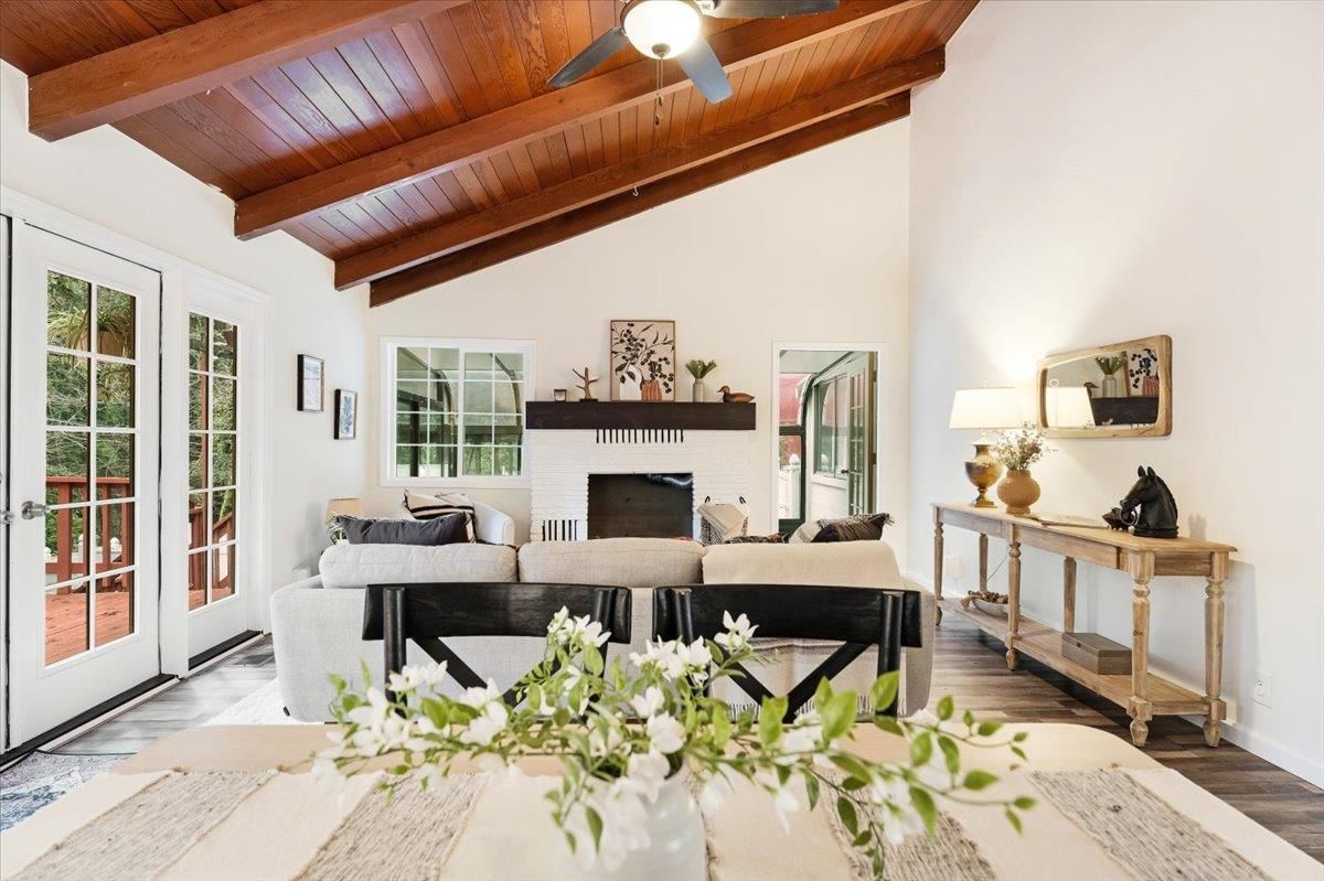 Fireplace, Interior, Living room, Wooden Beams, Wooden Ceilings, Wood Texture Flooring