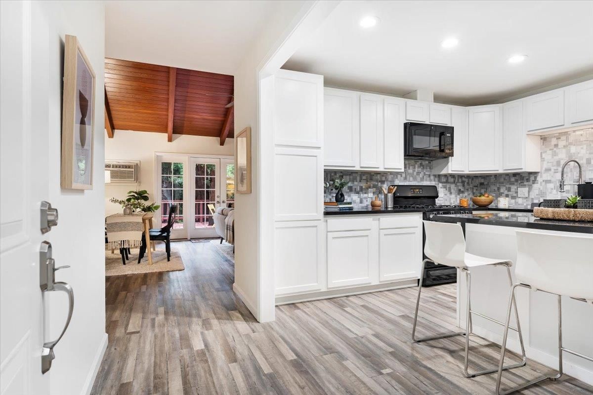 Interior, Kitchen, Recessed Lighting, Wooden Beams, Wooden Ceilings, Wood Texture Flooring