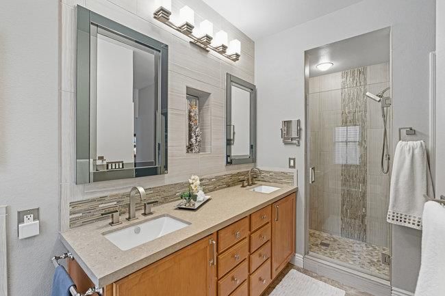 Bathroom, Dual Sink Vanities, Glass Shower, Interior