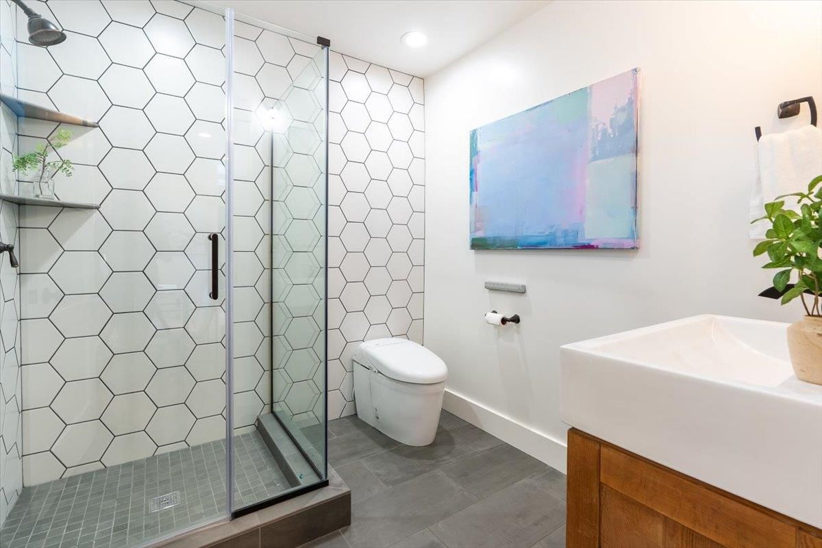 Bathroom, Glass Shower, Interior, Recessed Lighting