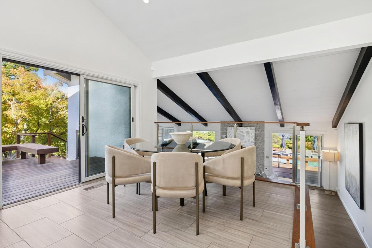 Dining room, Interior, Recessed Lighting, Wooden Beams