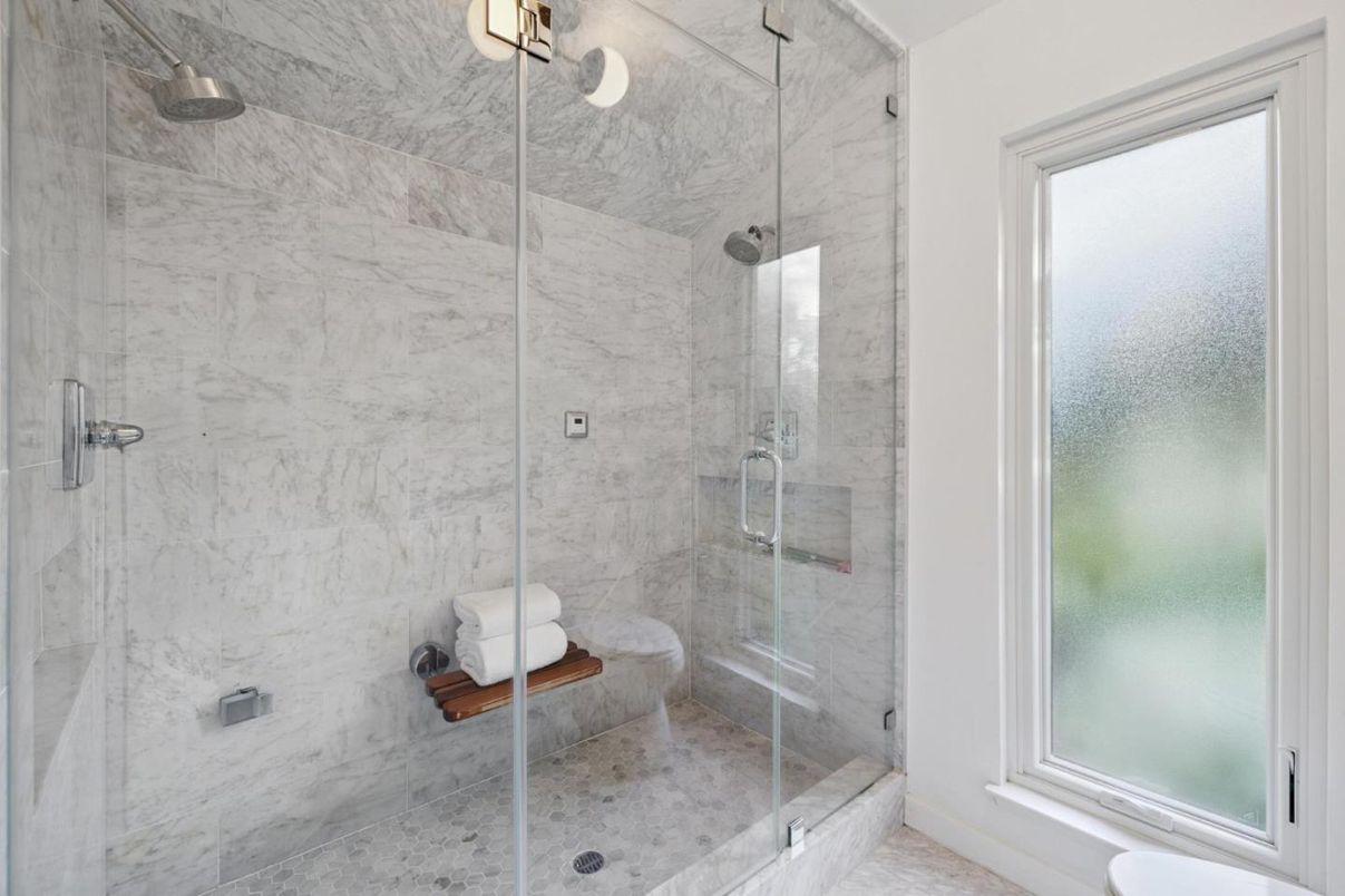 Bathroom, Glass Shower, Interior, Marble Walls