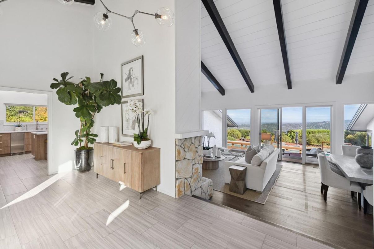 Fireplace, Interior, Living room, Wooden Beams, Wood Texture Flooring