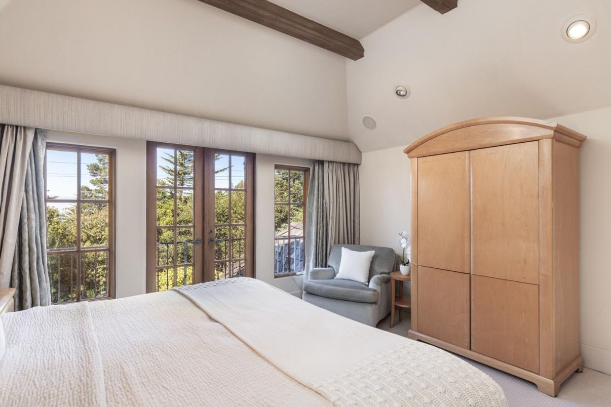 Bedroom, Interior, Recessed Lighting, Wooden Beams