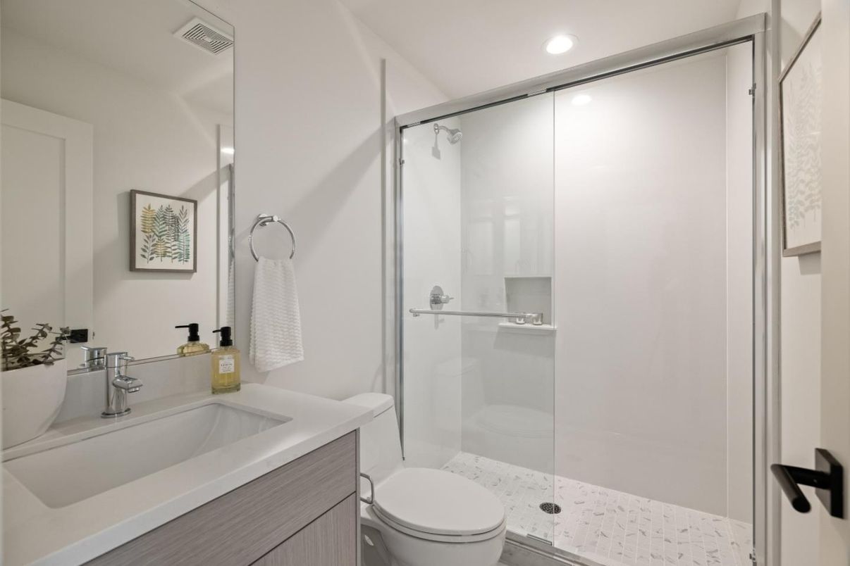 Bathroom, Glass Shower, Interior, Recessed Lighting