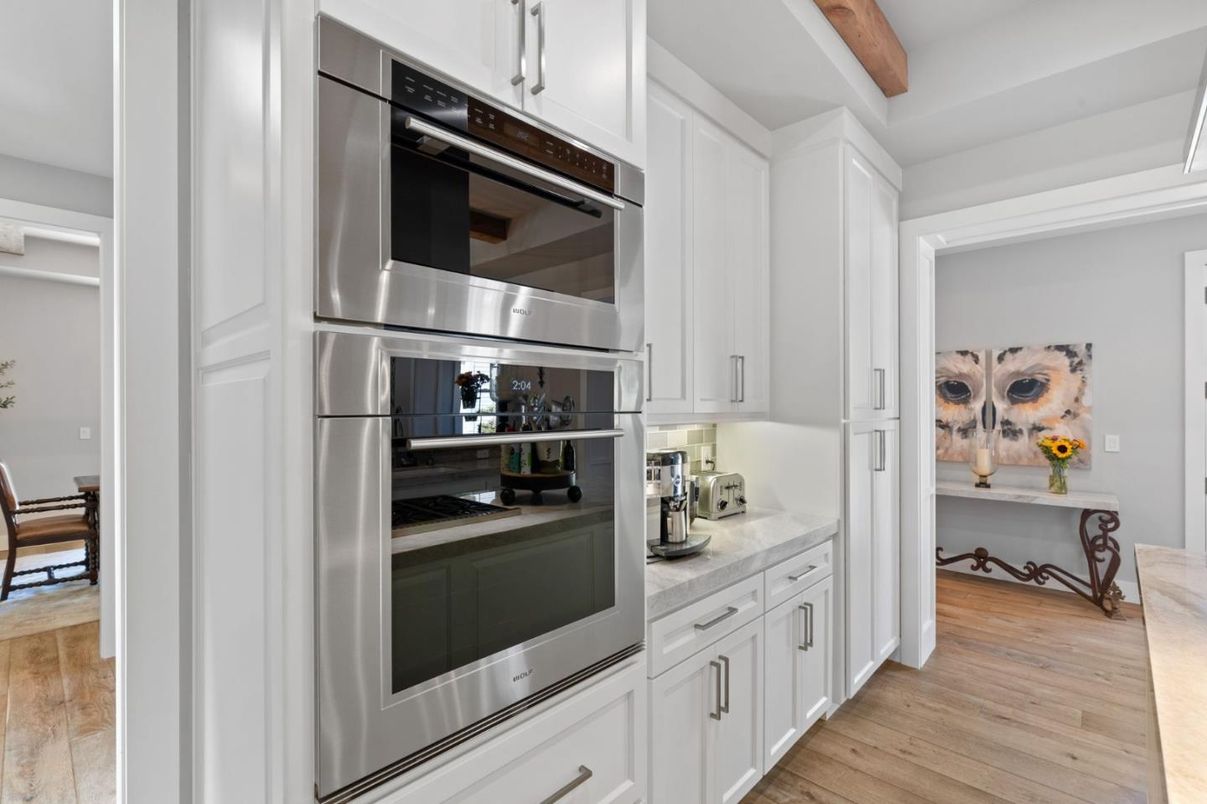 Interior, Kitchen, Stainless Steel Appliances, Wooden Beams, Wood Texture Flooring