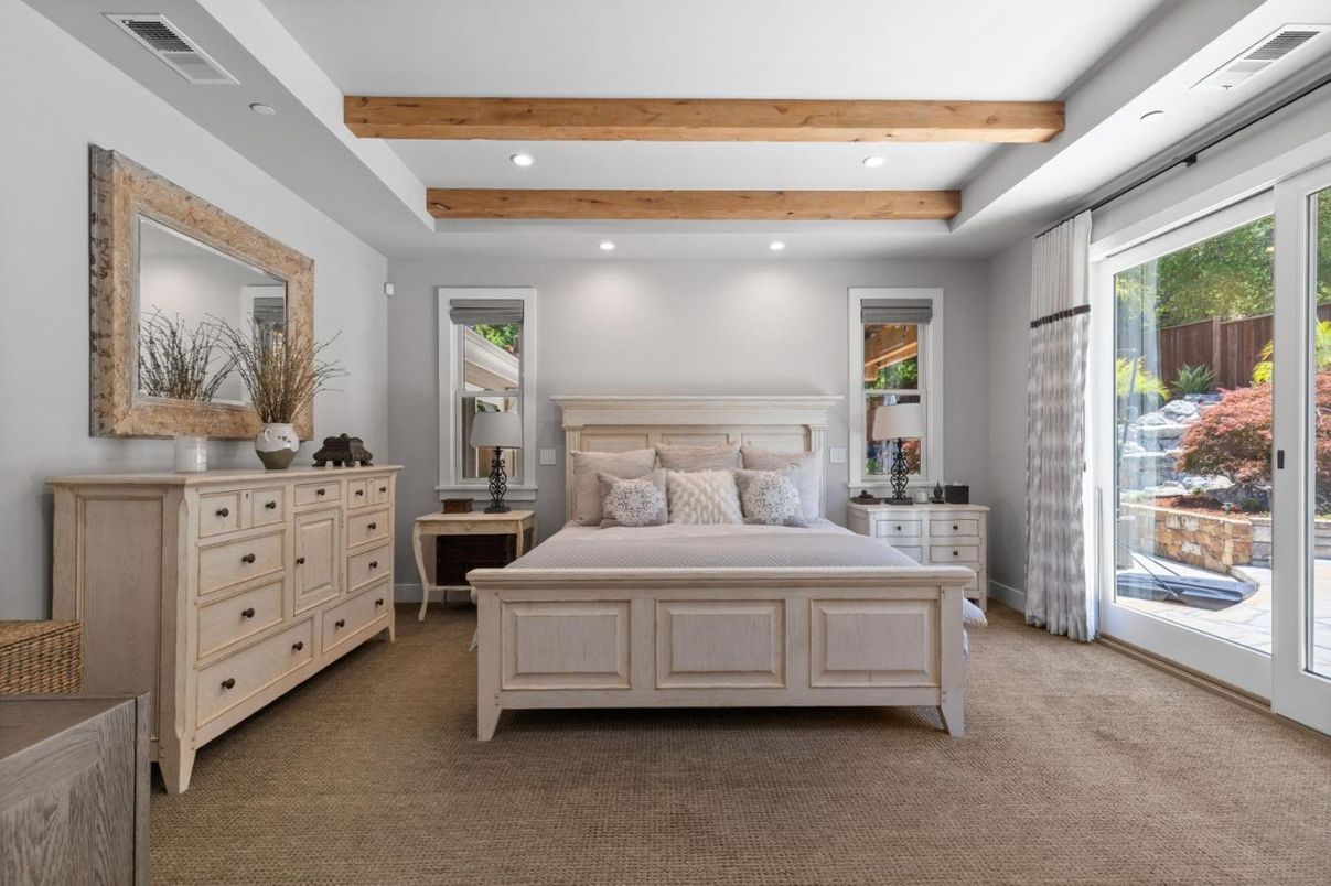 Bedroom, Interior, Recessed Lighting, Wooden Beams