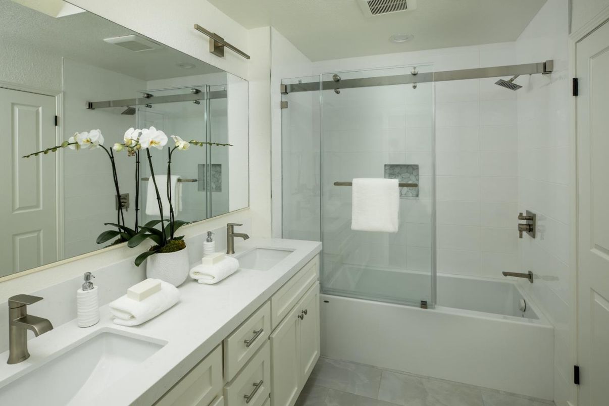 Bathroom, Dual Sink Vanities, Glass Shower, Interior