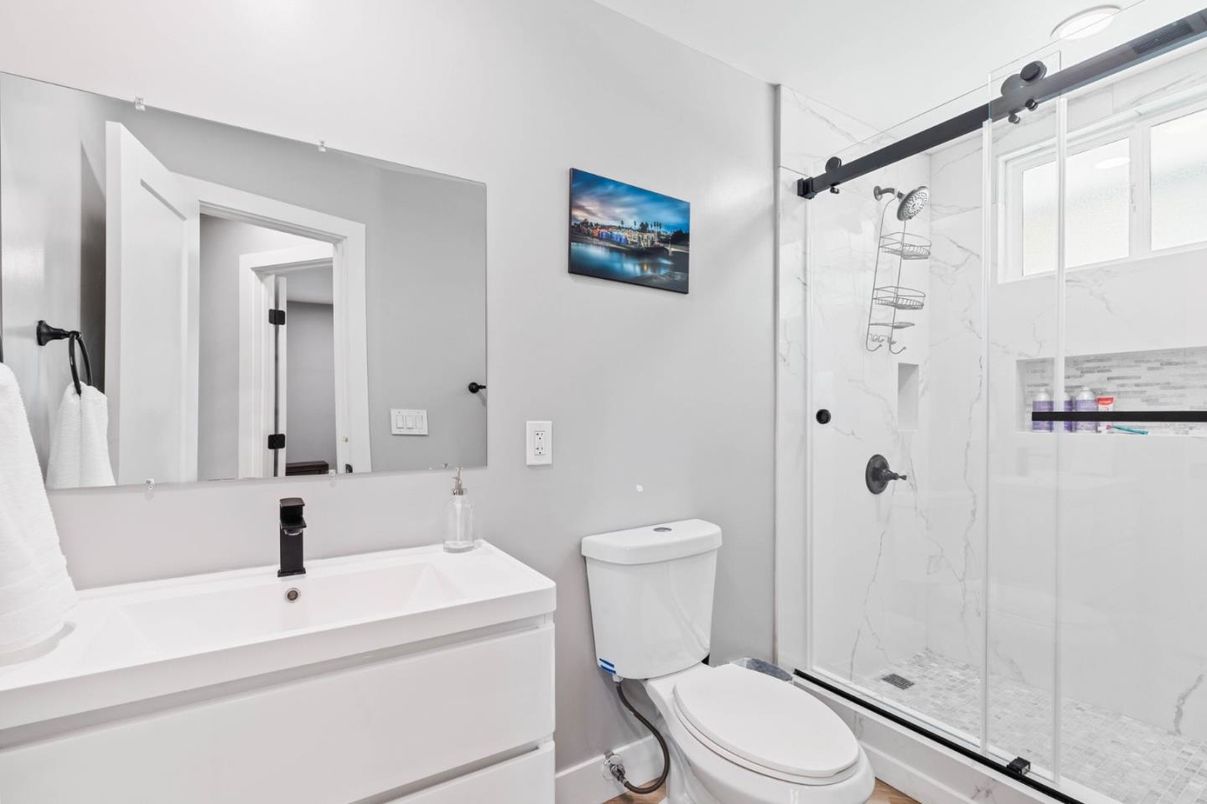 Bathroom, Glass Shower, Interior, Marble Walls