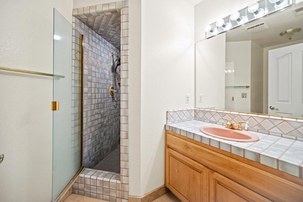 Bathroom, Glass Shower, Interior, Tile Countertops