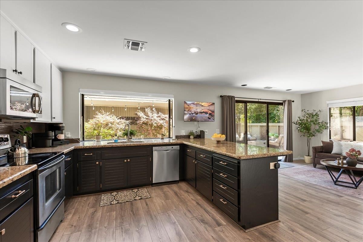 Interior, Kitchen, Recessed Lighting, Wood Texture Flooring
