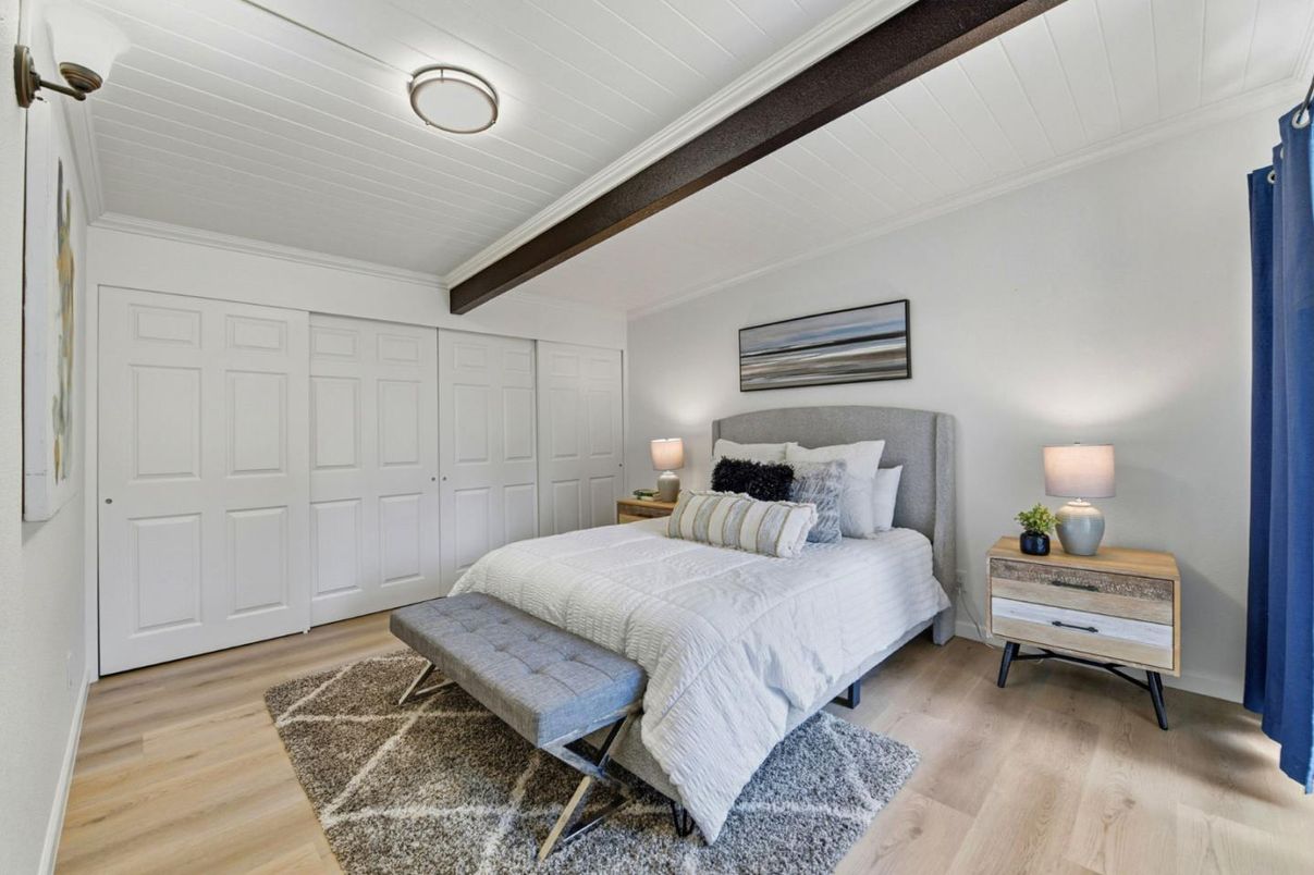 Bedroom, Interior, Wooden Beams, Wood Texture Flooring