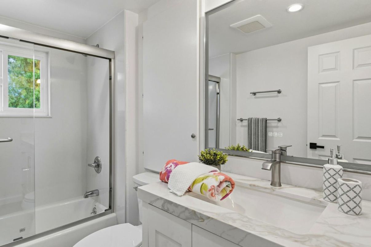 Bathroom, Glass Shower, Interior, Recessed Lighting