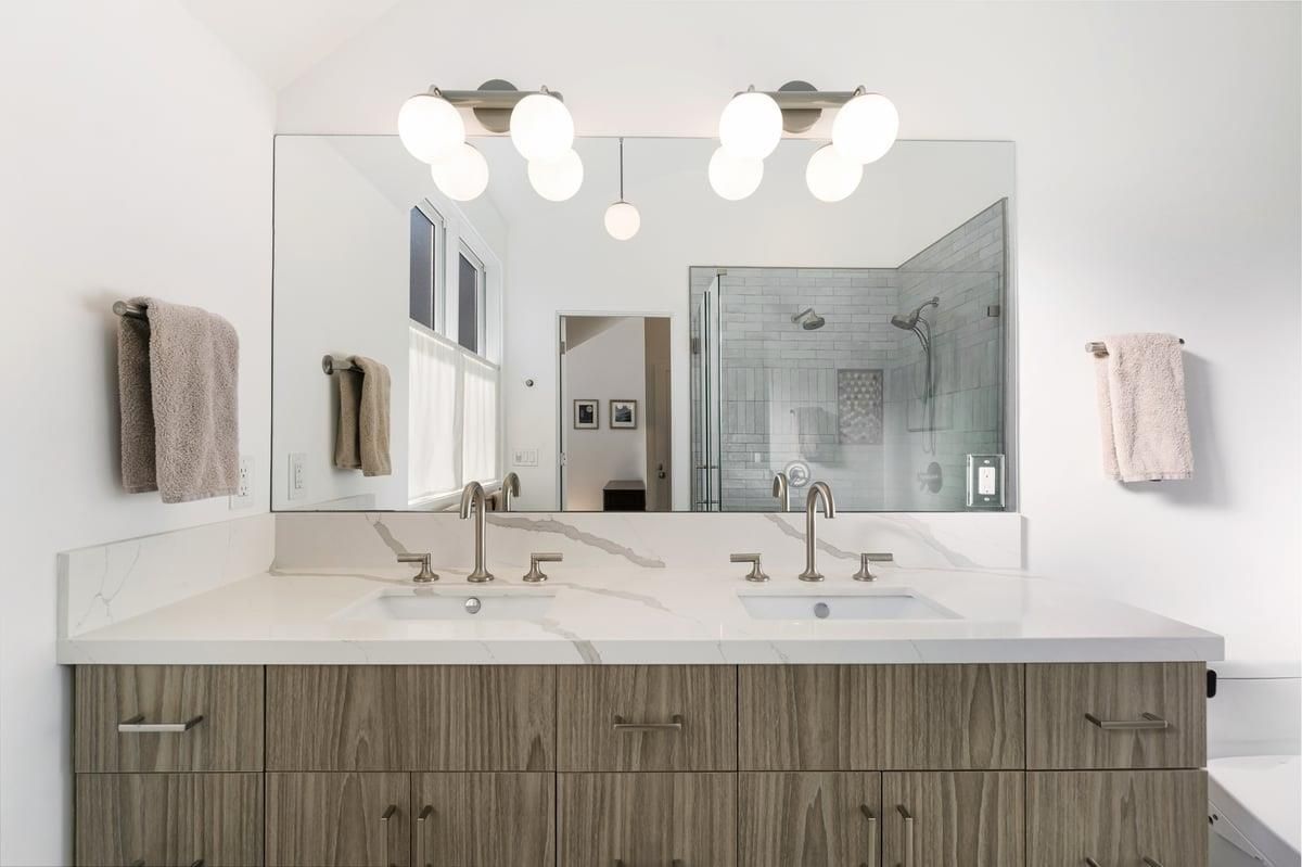 Bathroom, Dual Sink Vanities, Glass Shower, Interior