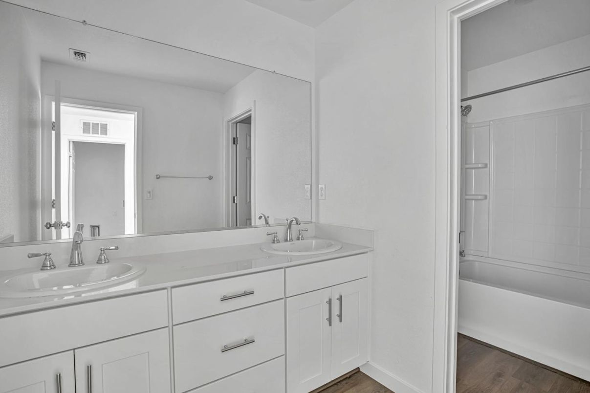 Bathroom, Dual Sink Vanities, Interior, Wood Texture Flooring