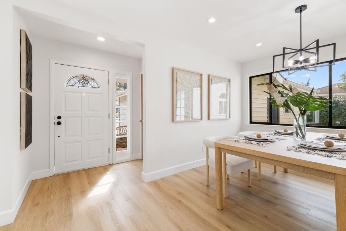 Home Office, Interior, Pendant Lights, Recessed Lighting, Wood Texture Flooring