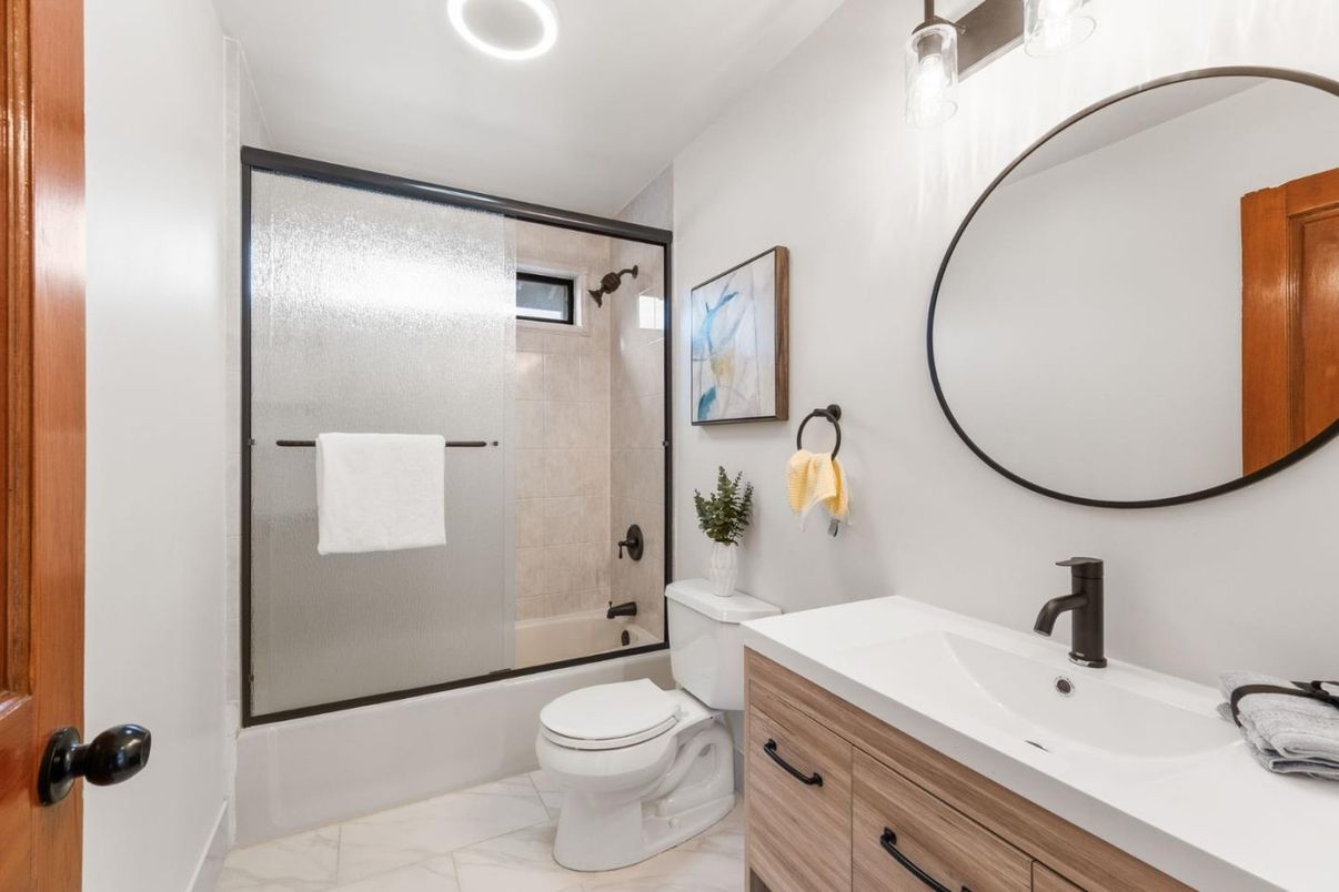 Bathroom, Glass Shower, Interior, Marble, Recessed Lighting