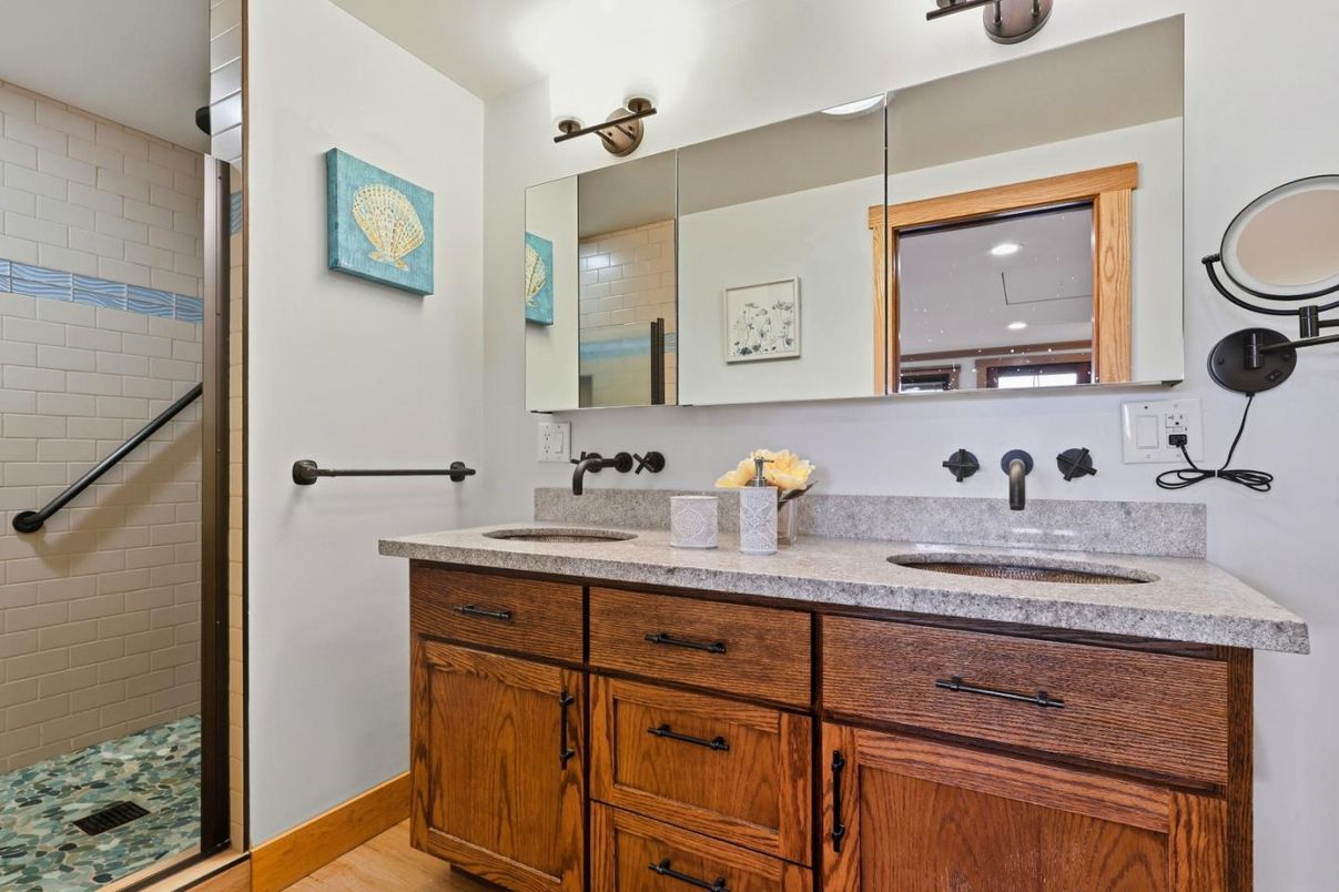 Bathroom, Dual Sink Vanities, Glass Shower, Interior
