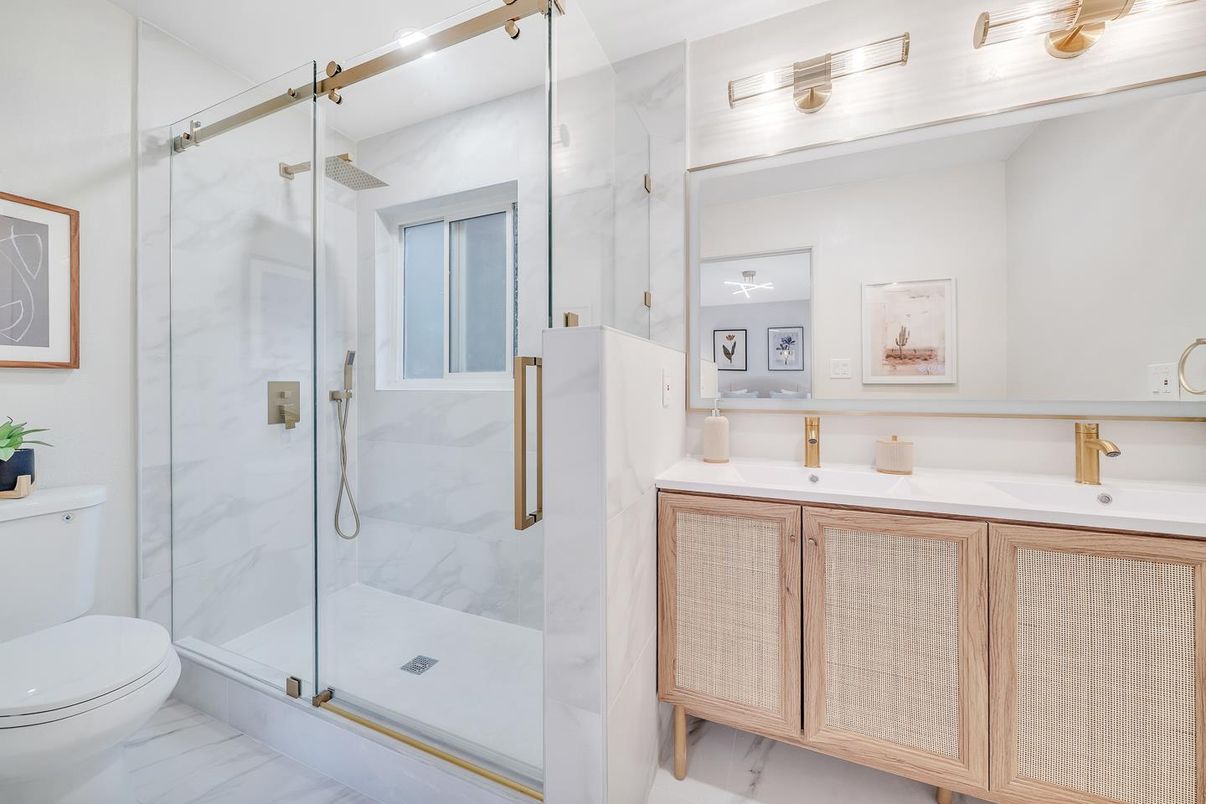 Bathroom, Glass Shower, Interior, Marble, Marble Walls