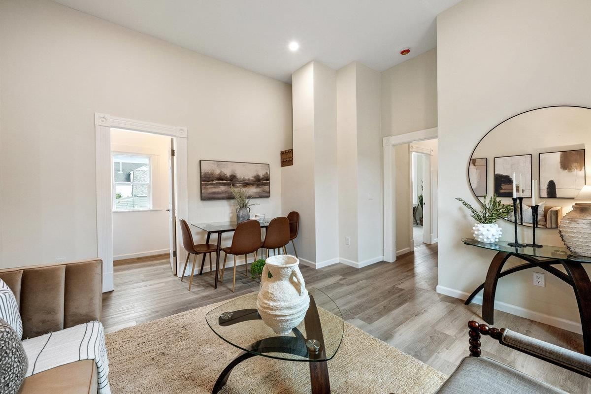 Dining room, Interior, Recessed Lighting, Wood Texture Flooring