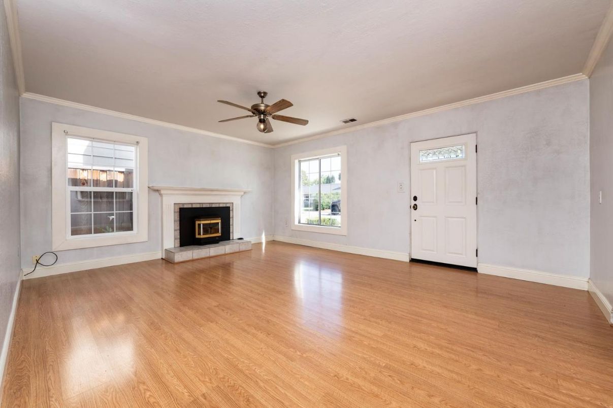 Empty room, Fireplace, Interior, Wood Texture Flooring