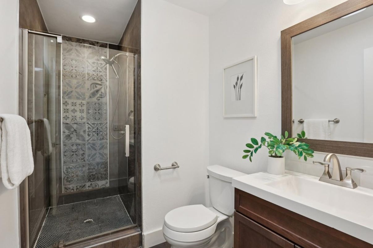 Bathroom, Glass Shower, Interior, Recessed Lighting