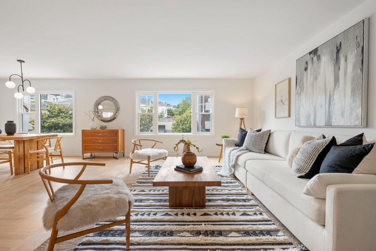 Interior, Living room, Pendant Lights, Wood Texture Flooring
