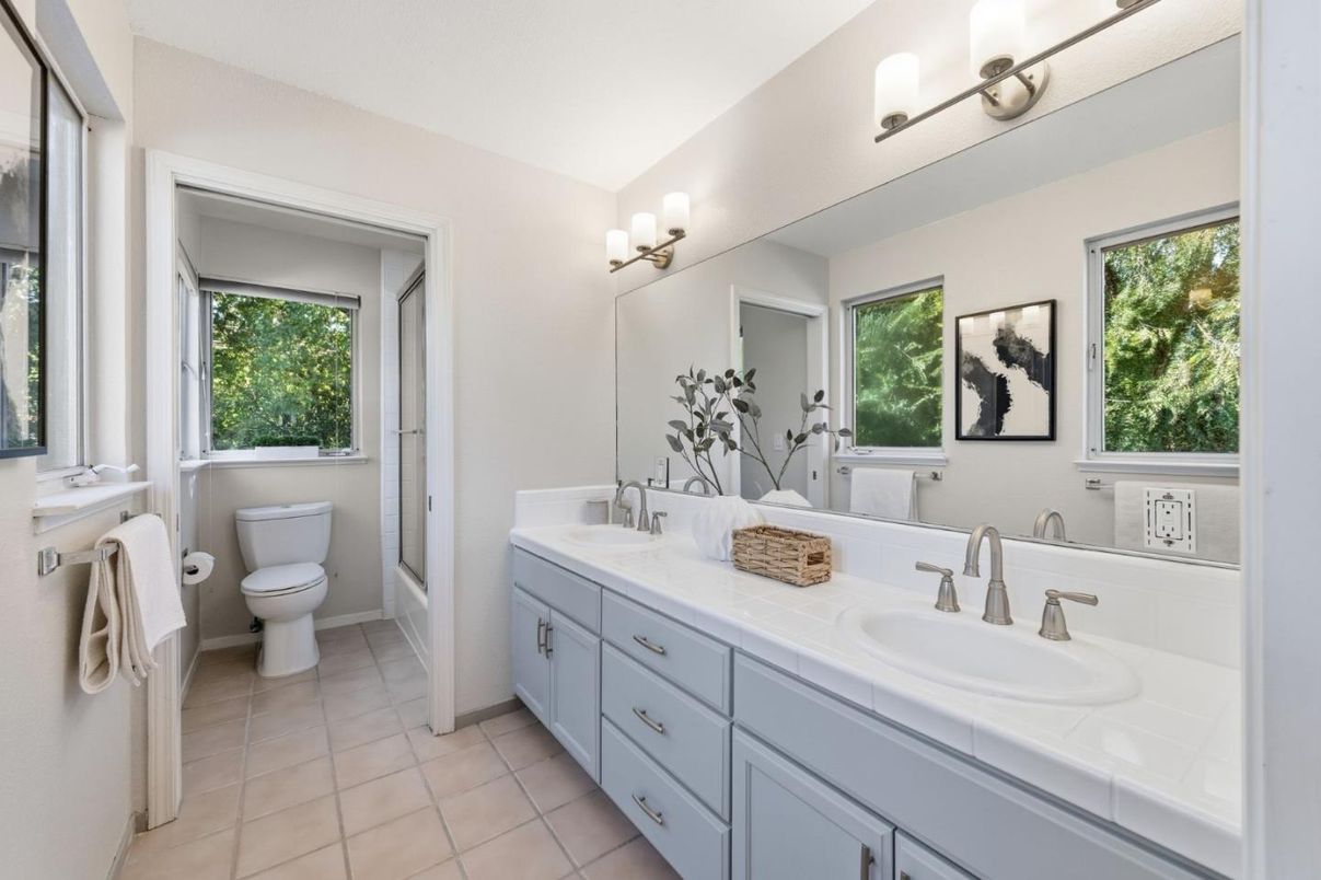 Bathroom, Dual Sink Vanities, Interior, Tile Countertops