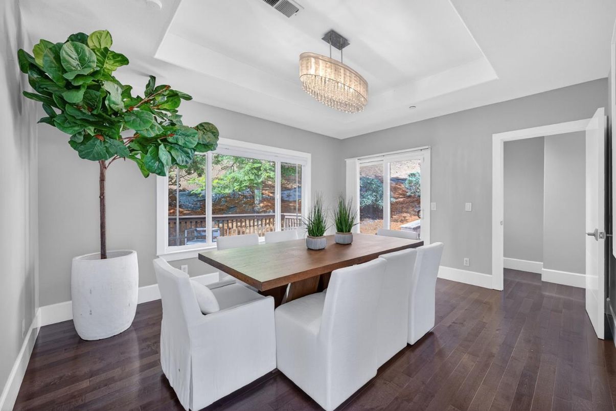 Chandelier, Dining room, Interior, Wood Texture Flooring