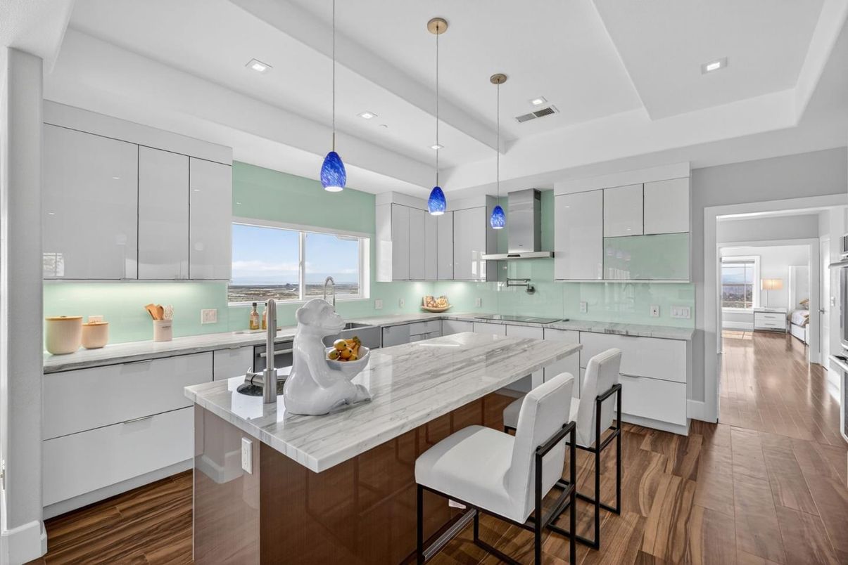 Interior, Kitchen, Pendant Lights, Recessed Lighting, Wood Texture Flooring