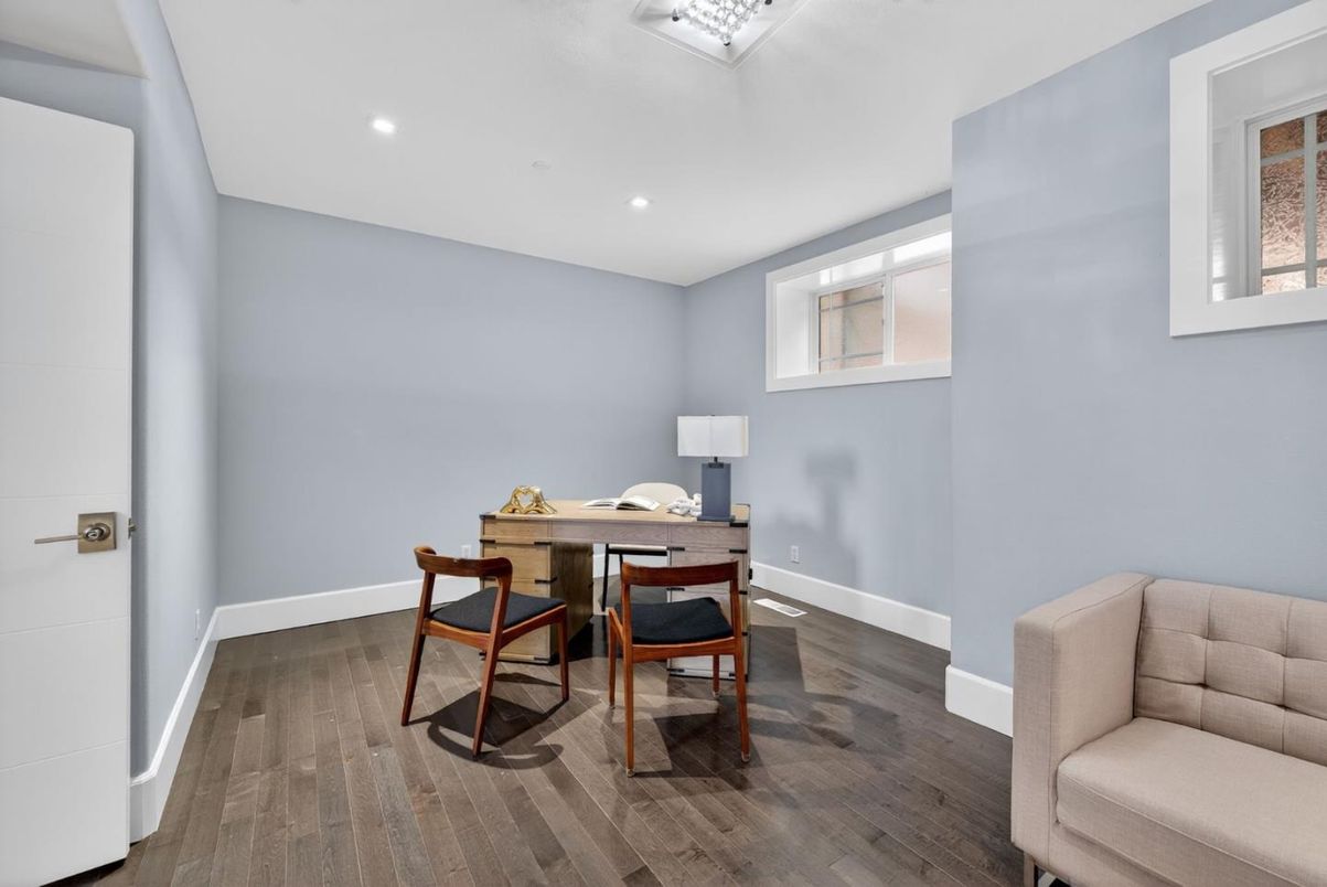 Home Office, Interior, Recessed Lighting, Wood Texture Flooring