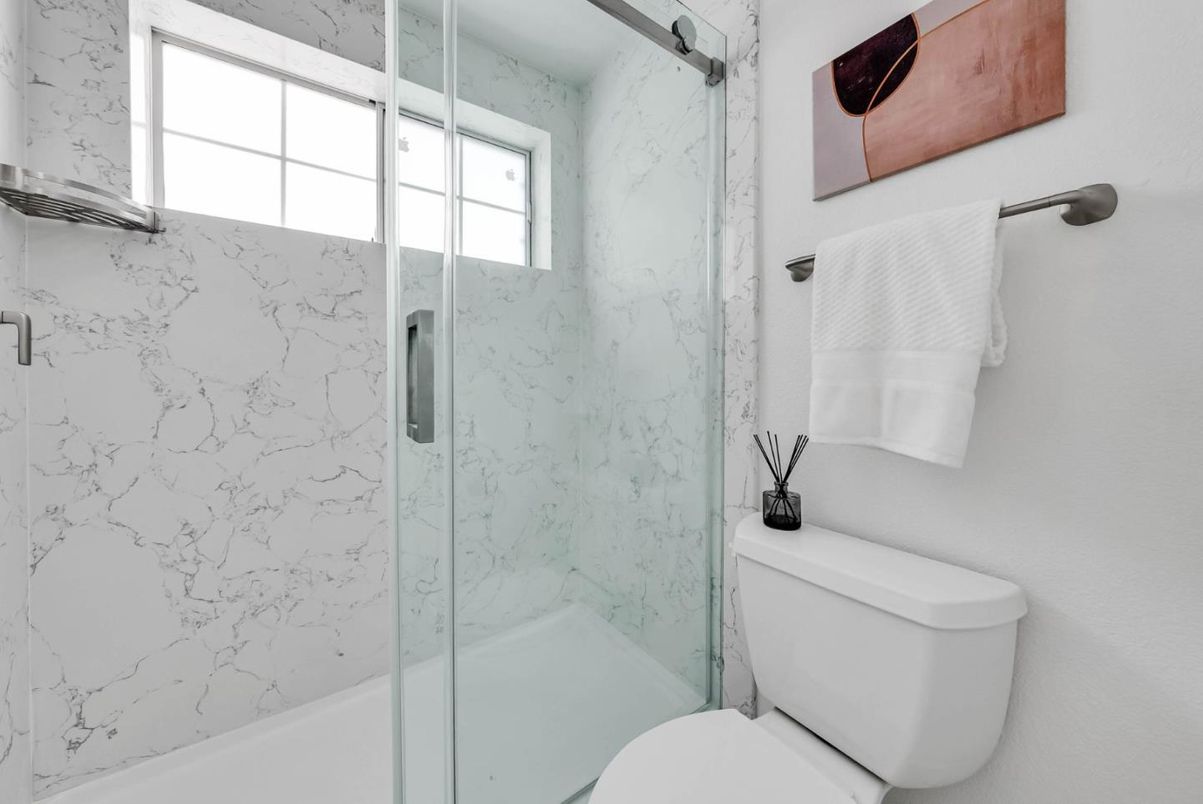 Bathroom, Glass Shower, Interior, Marble Walls