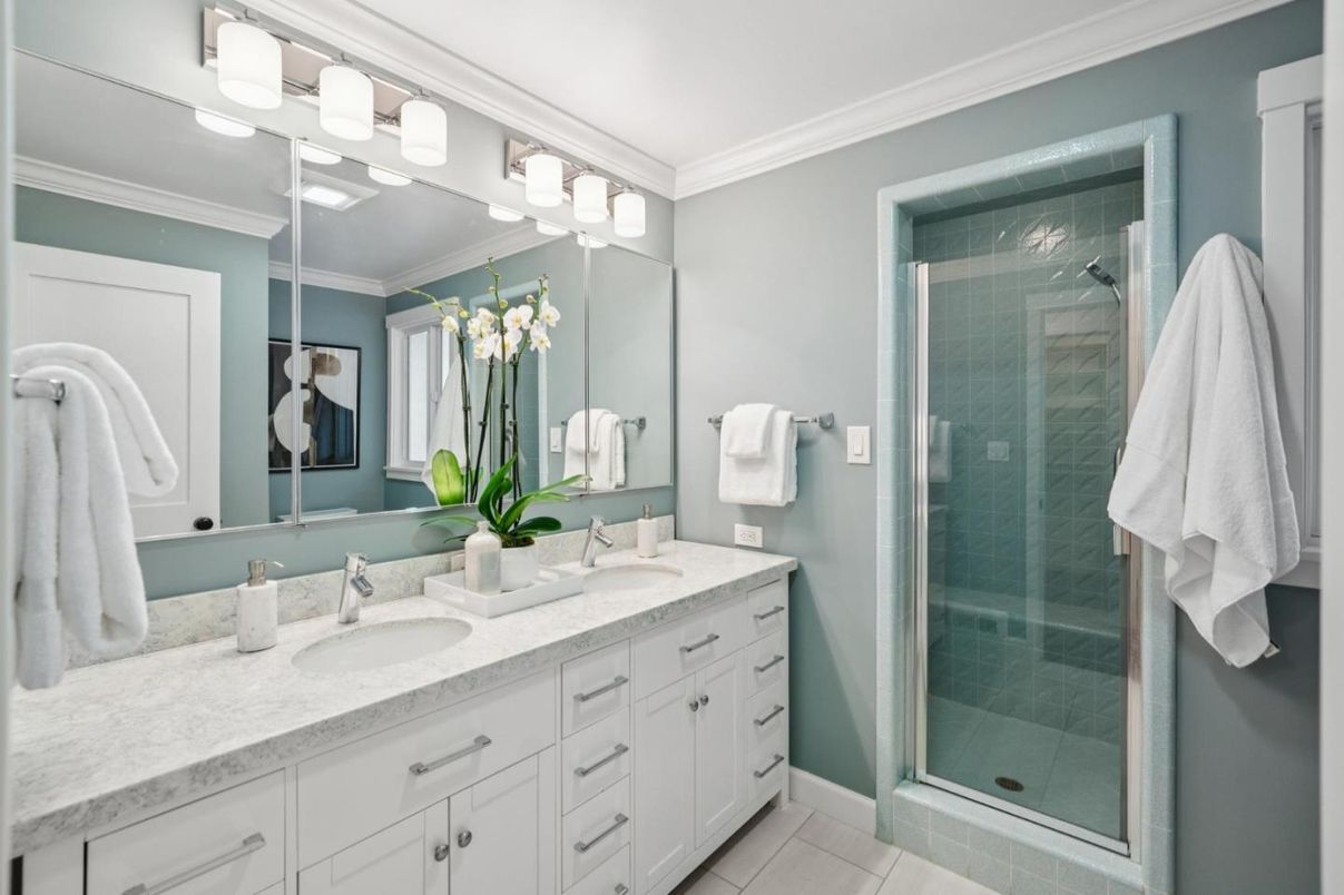 Bathroom, Dual Sink Vanities, Glass Shower, Interior